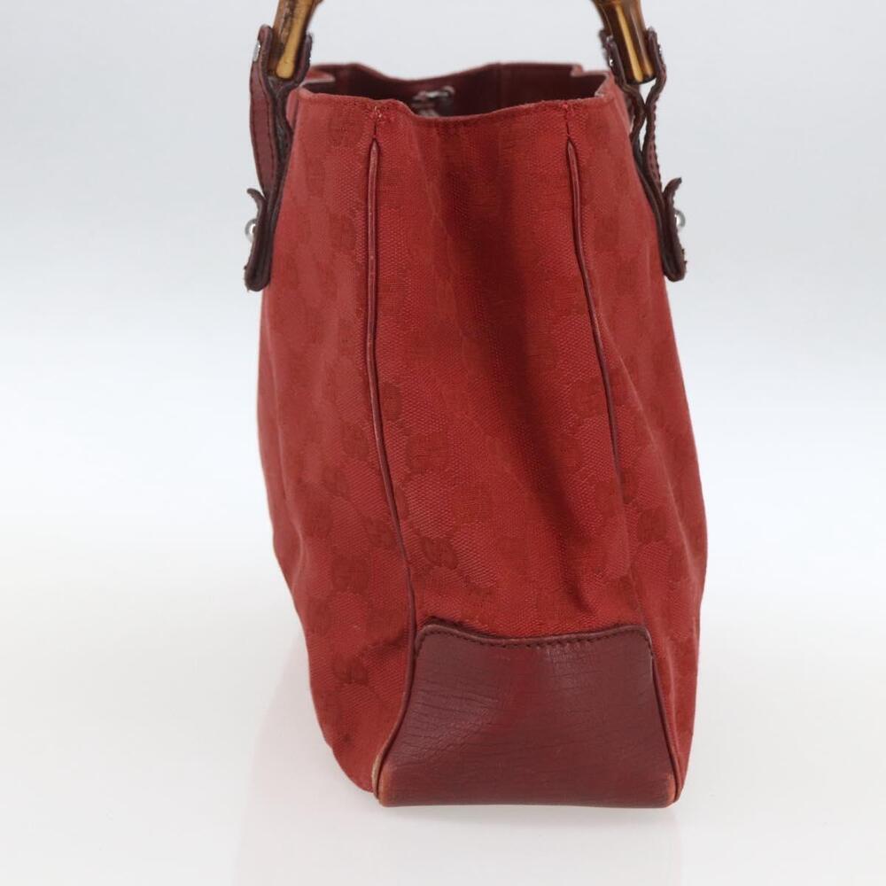 GUCCI GG Canvas Bamboo Hand Bag Red 112526 Auth ep12621 - Picture 4 of 16